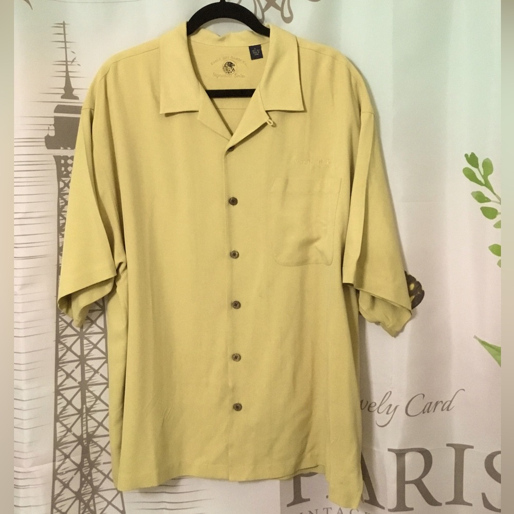 Eagle Dry Goods Co Signature Series 100% Silk S/S Button Up Men’s Sz XL Mustard